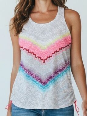 Lucky In Love Women's Multicolor Chevron Tank Top